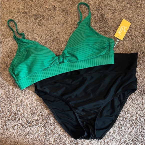 Kona Sol green ribbed bikini XL 2 piece bathing suit - Picture 1 of 5